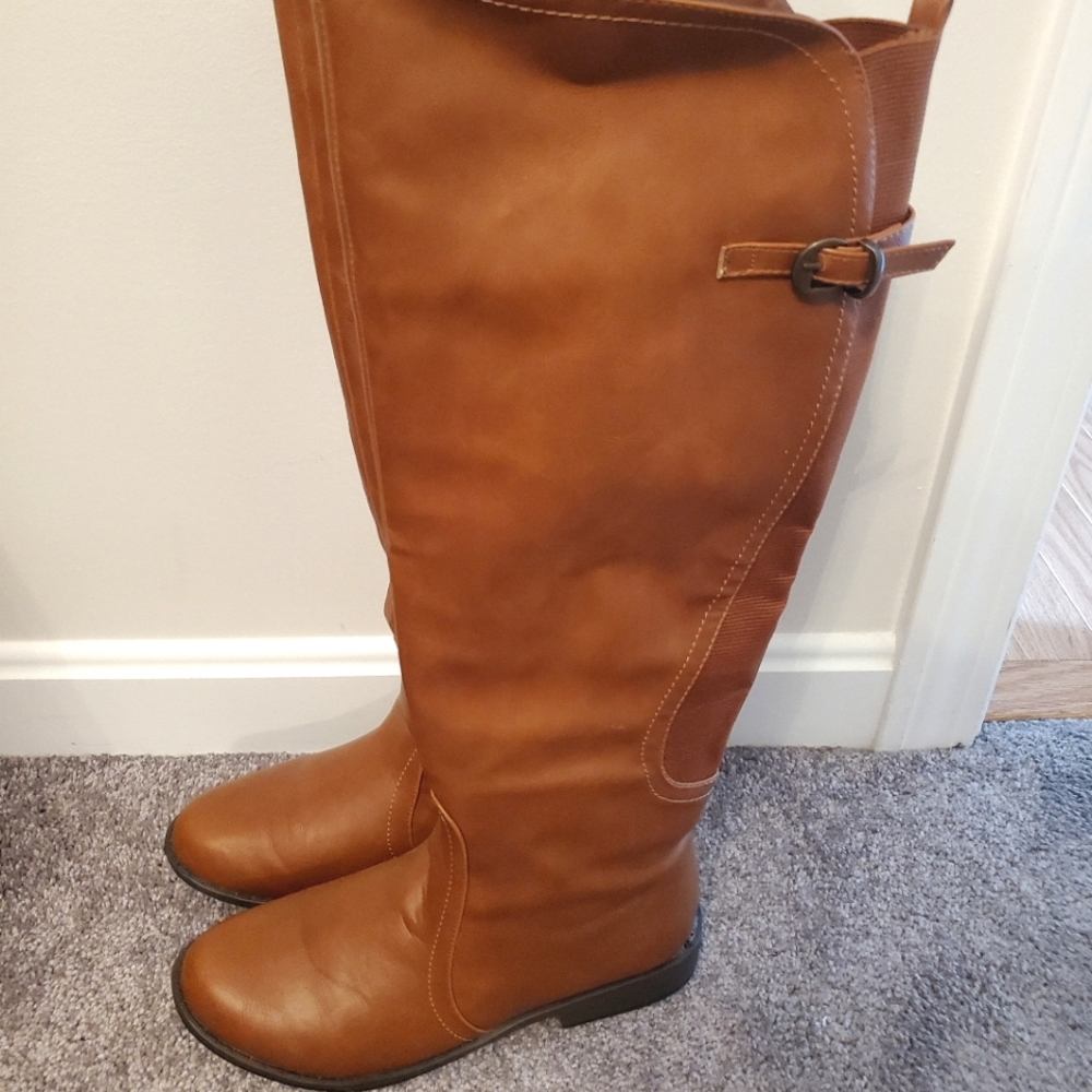 Faux Leather Tan Boots
